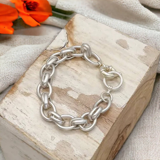 Multi link chain Bracelet Matte Silver