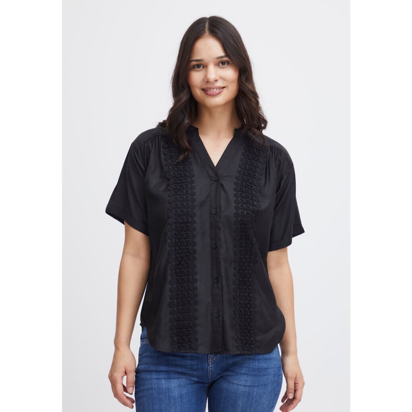 Fransa Blonde Black Shirt