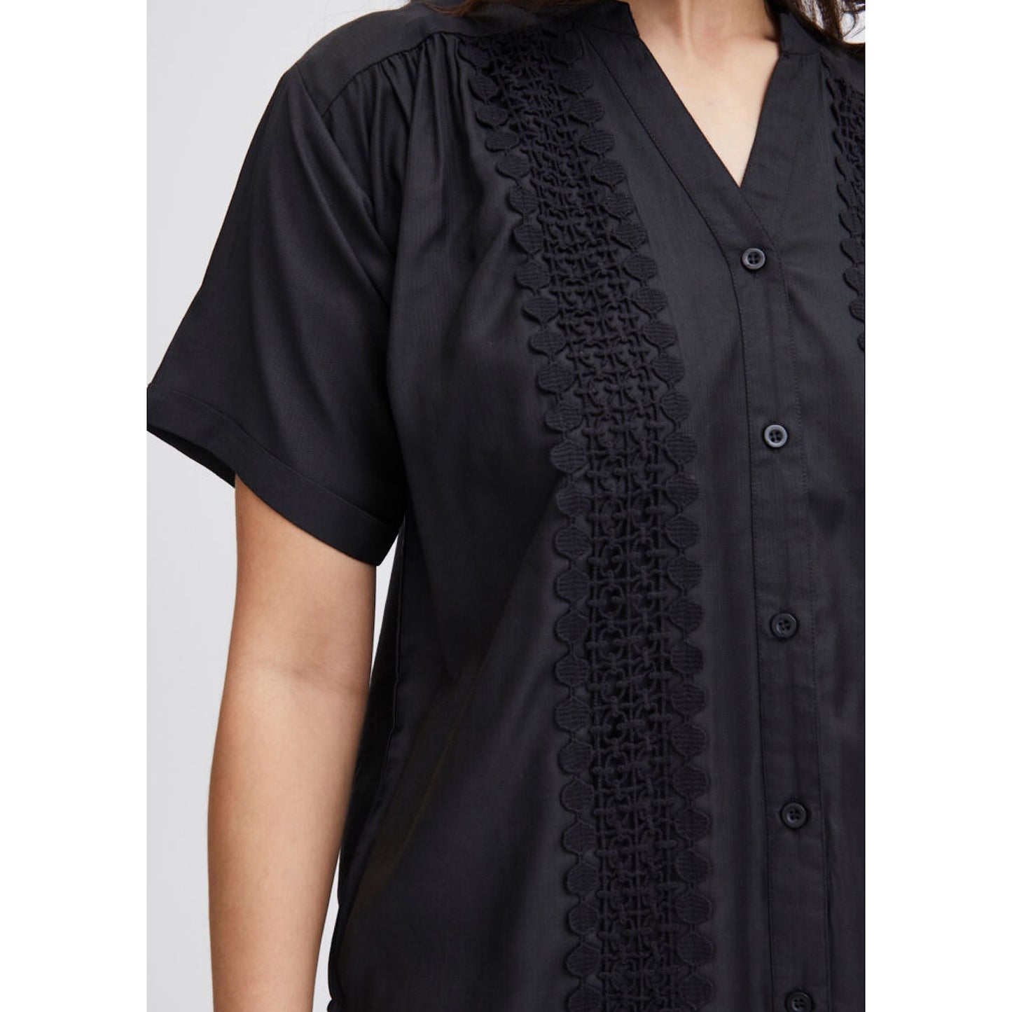 Fransa Blonde Black Shirt