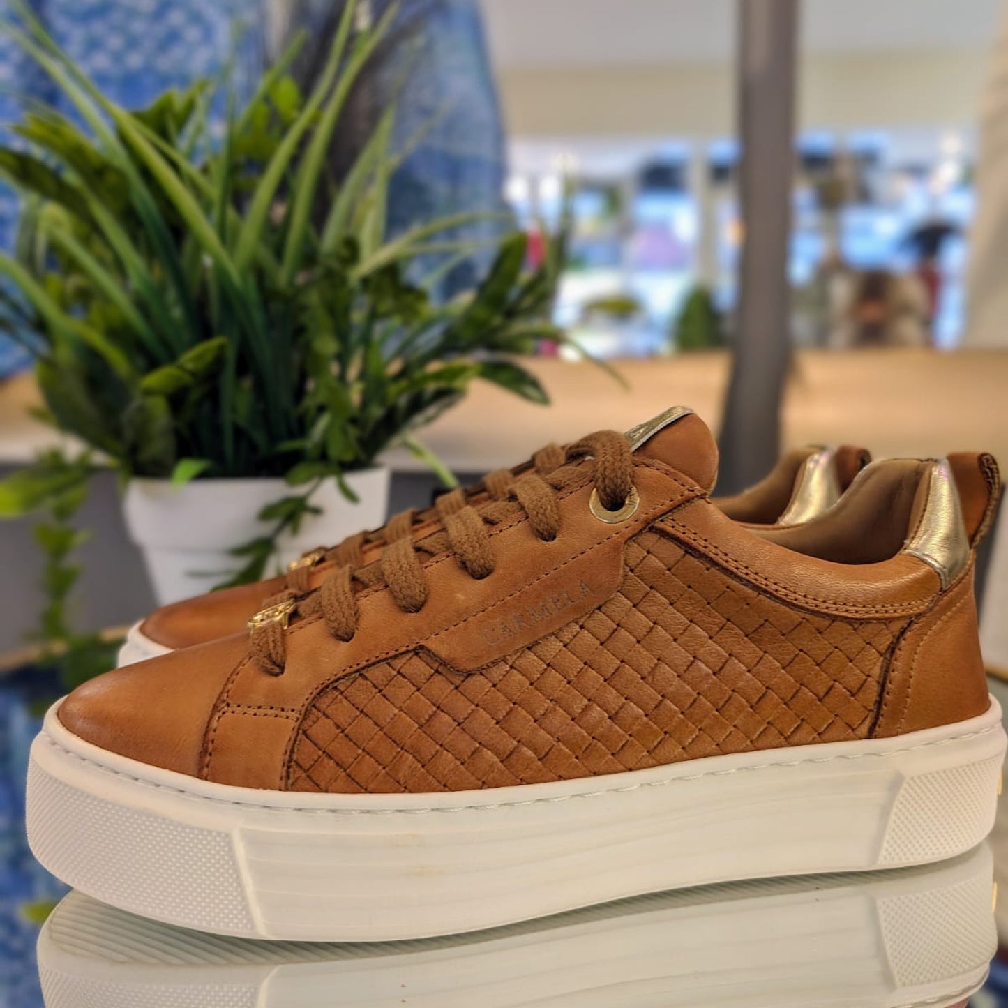 Carmela Leather Tan Trainers