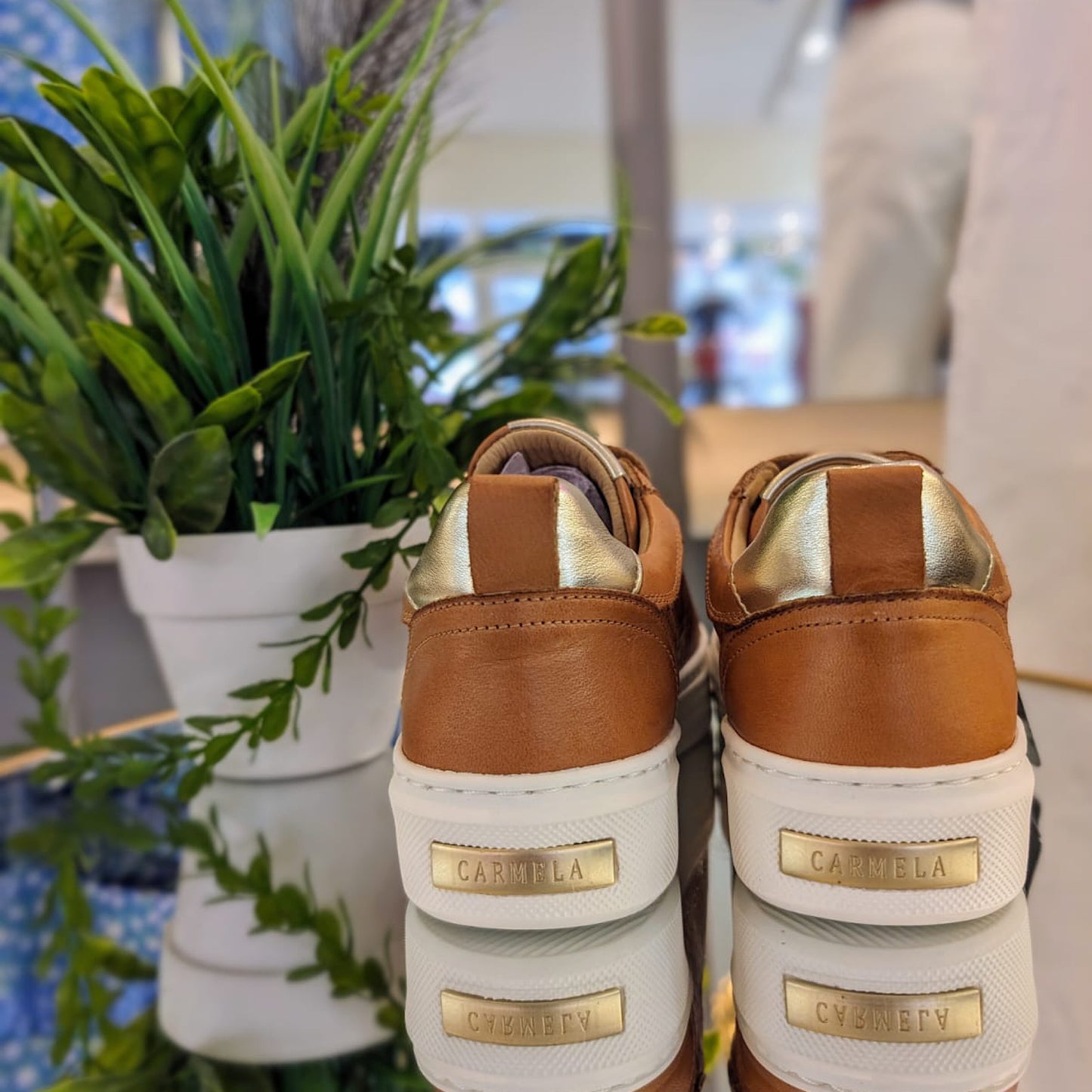 Carmela Leather Tan Trainers