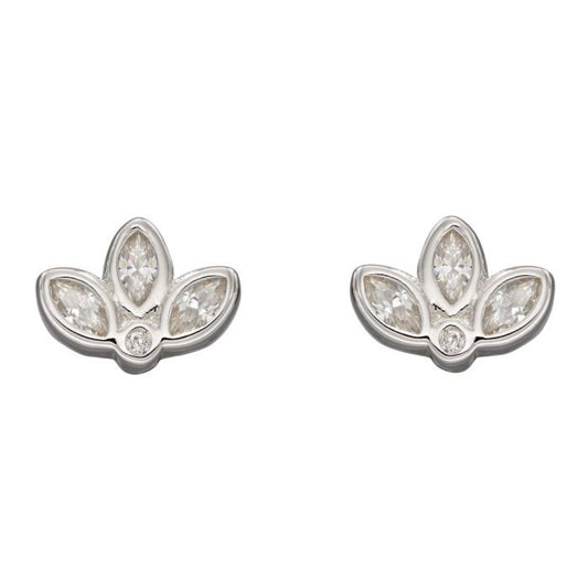 Beginnings Lotus Stud Earrings Silver