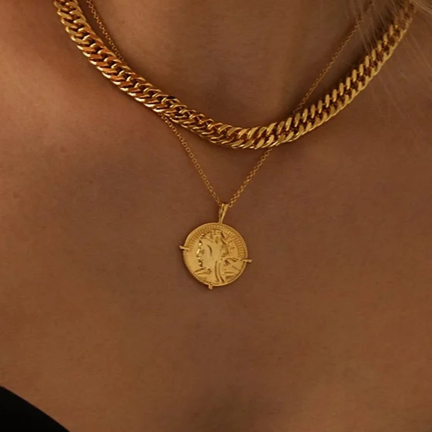 Gold Lunar Coin Necklace