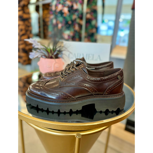 Carmela Chestnut Leather Brogues