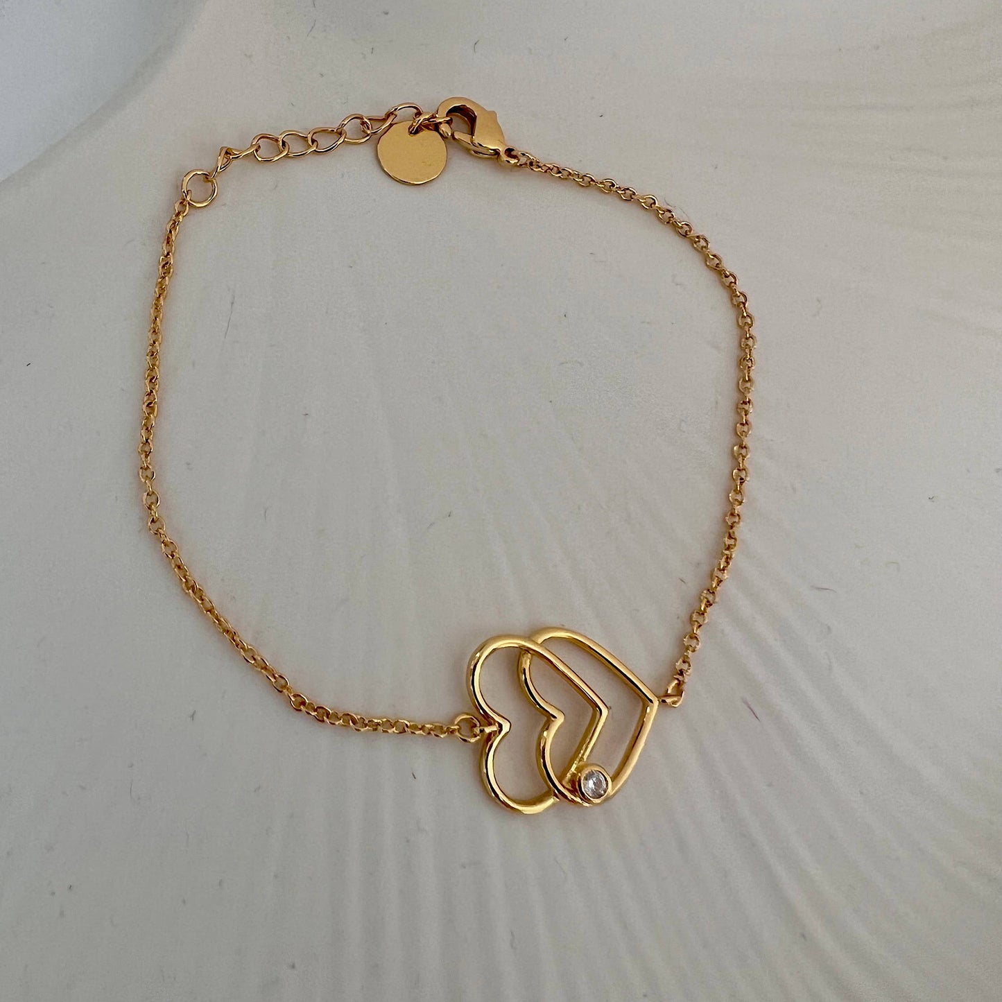 Gold Lunar Double Heart Bracelet