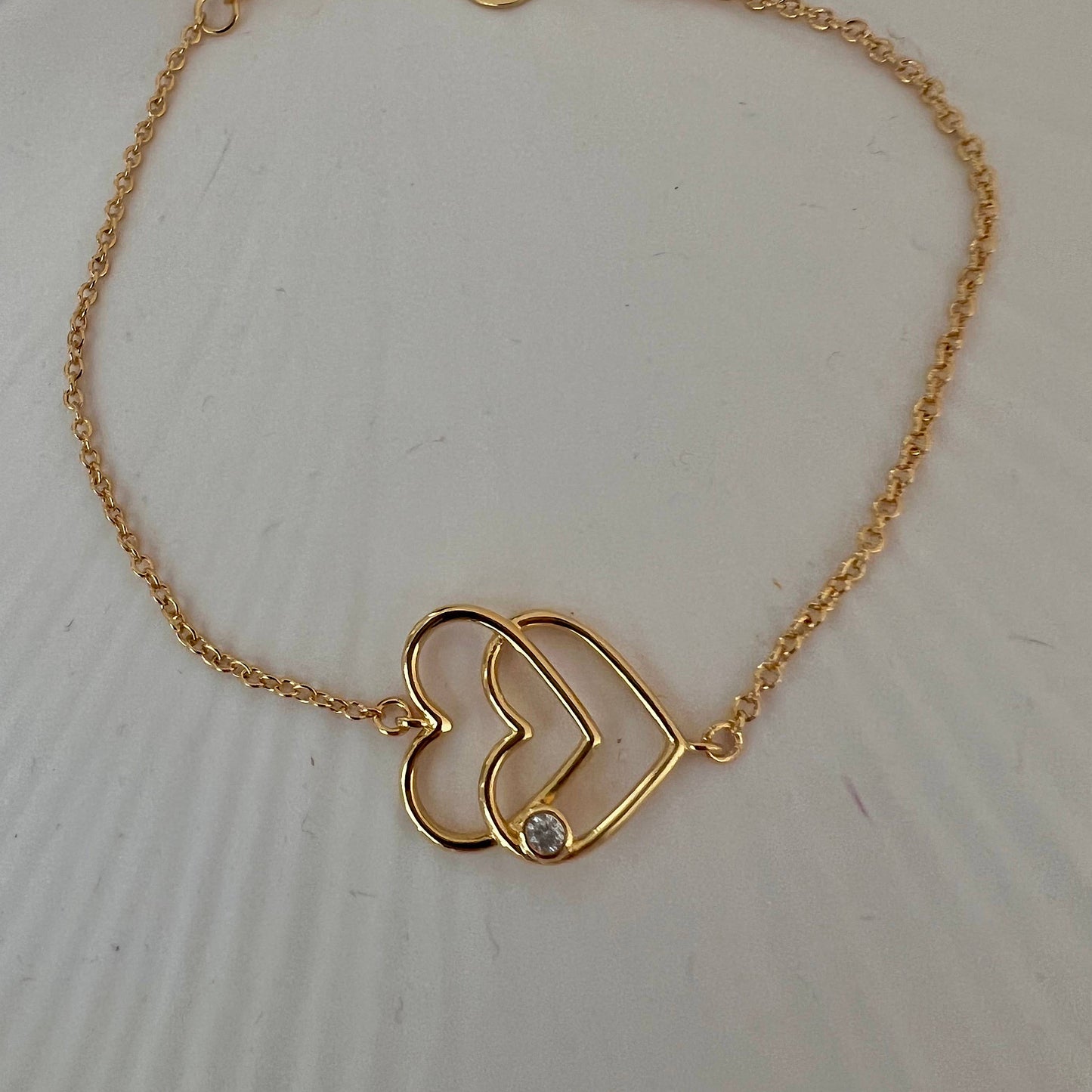 Gold Lunar Double Heart Bracelet